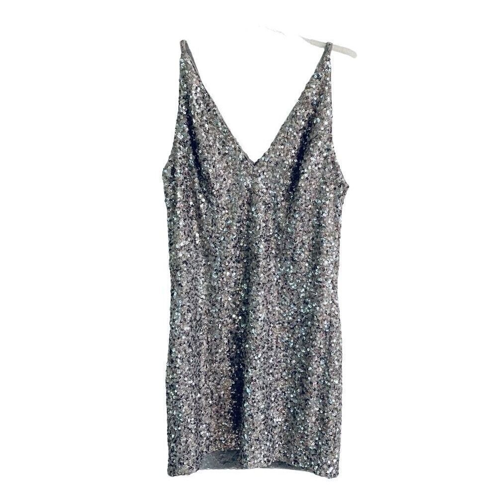 Dress The Population‎ Tatum metallic sequin body con mini party dress women’s L